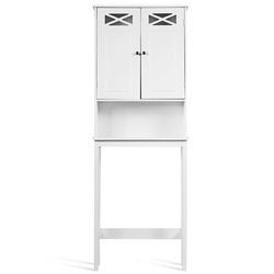 2-door Over The Toilet Bathroom Storage Cabinet with Adjustable Shelf