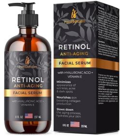 Retinol Serum for Face with Hyaluronic Acid Vitamin E and A Aloe Vera 8 Oz Anti Aging Serum Pore Tightener Fade Dark Spots Clinical Strength Form